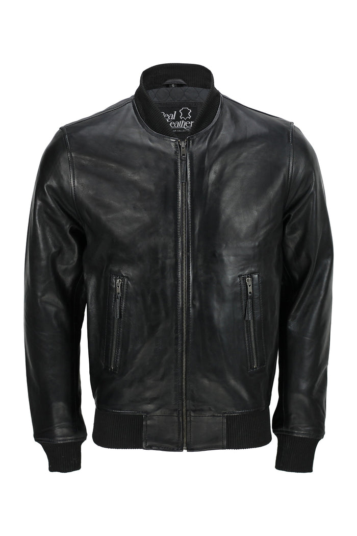 BOMBER NO COLLAR BIKER JACKET