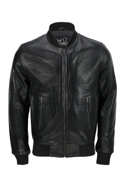 BOMBER NO COLLAR BIKER JACKET