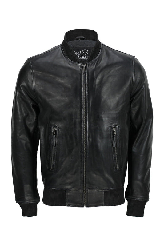 BOMBER NO COLLAR BIKER JACKET