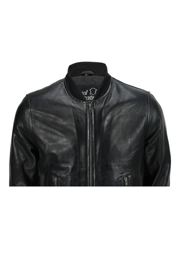 BOMBER NO COLLAR BIKER JACKET