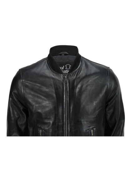 BOMBER NO COLLAR BIKER JACKET