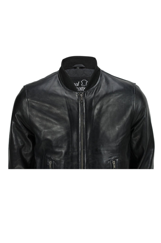BOMBER NO COLLAR BIKER JACKET