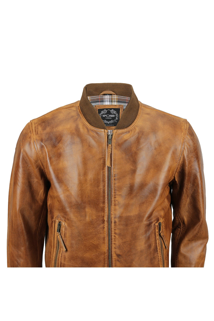 BOMBER TIMBER LEATHER JACKET