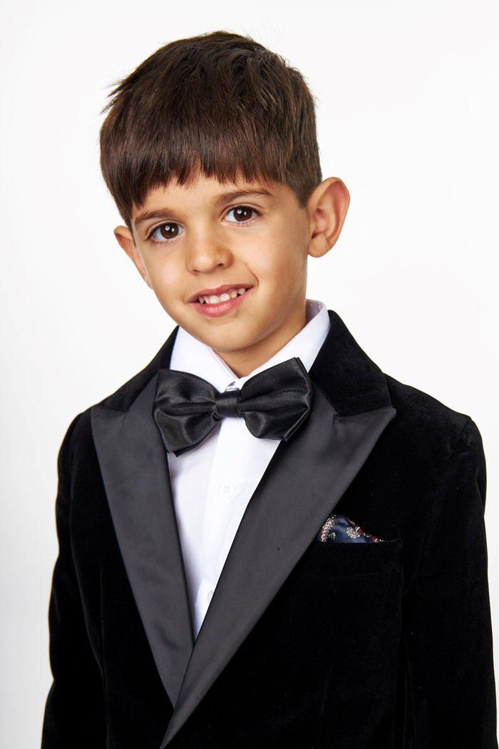 Boys Black Velvet Dinner Jacket Blazer