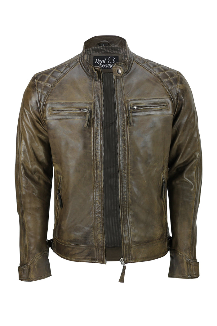 BROWN BIKER LEATHER JACKET