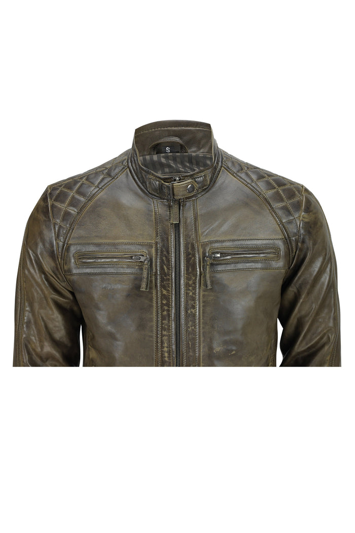 BROWN BIKER LEATHER JACKET