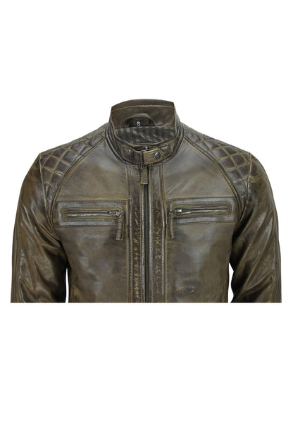 BROWN BIKER LEATHER JACKET