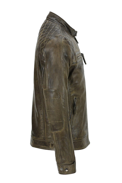 BROWN BIKER LEATHER JACKET