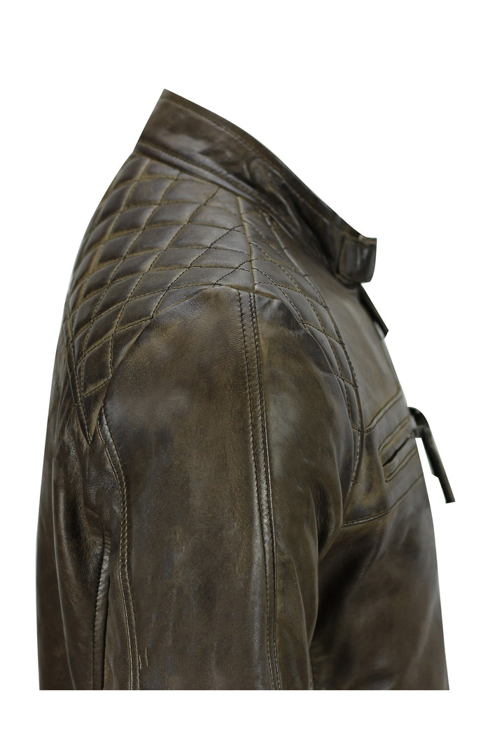 BROWN BIKER LEATHER JACKET