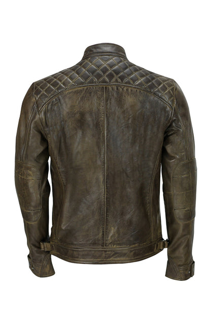 BROWN BIKER LEATHER JACKET