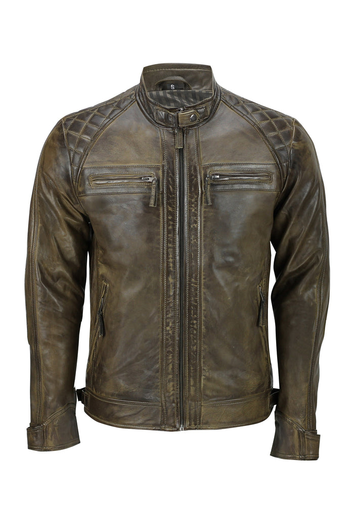 BROWN BIKER LEATHER JACKET