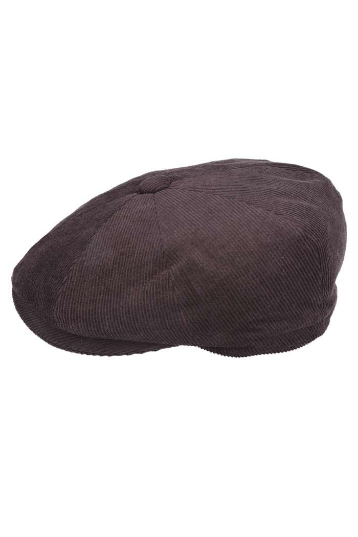 BROWN COTTON CORDUROY NEWSBOY CAP