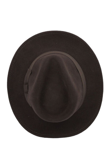 Brown Crushable Fedora 100% Wool Wide Brim Hat
