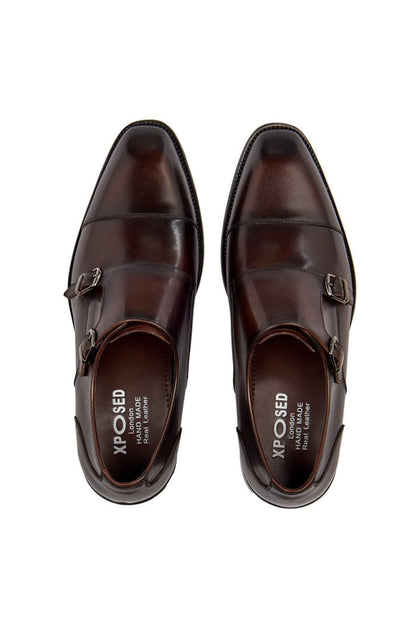 BROWN DOUBLE MONK SHOES