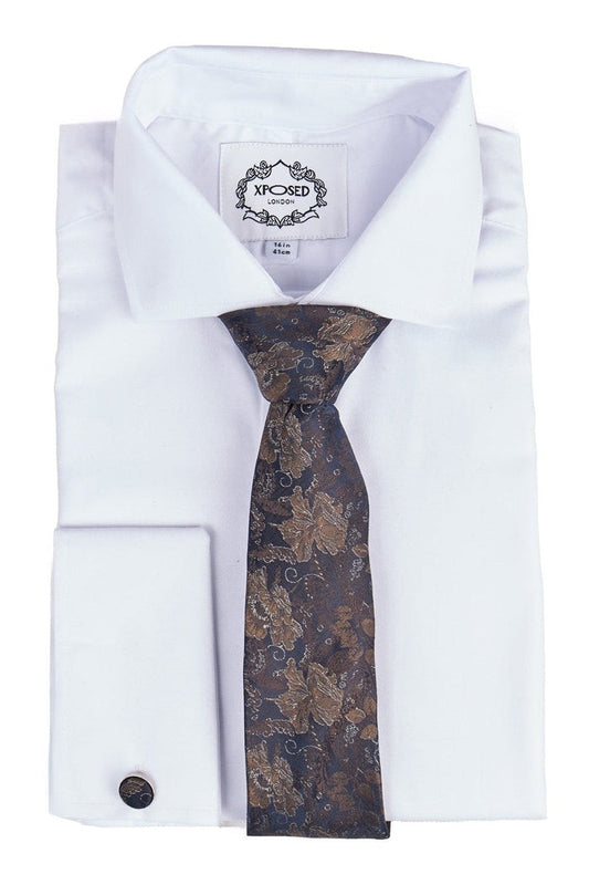 Men's Neil White Gold Pinstripe Double Breasted 5-Piece Suit Bundle