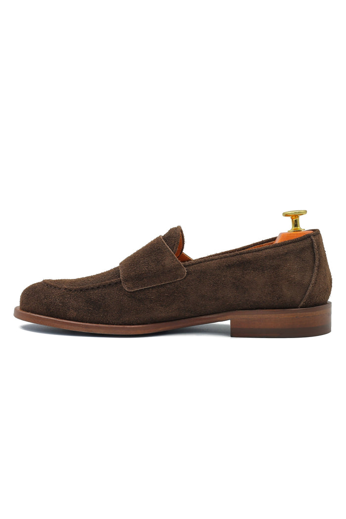 BROWN ITALIAN SUEDE DOUBLE MONK BUCKLE LOAFER
