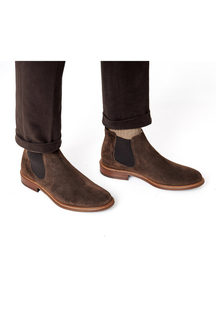 BROWN ITALIAN SUEDE LEATHER CHELSEA BOOTS