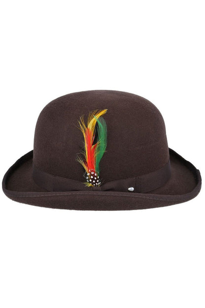 BROWN PURE WOOL BOWLERS HAT