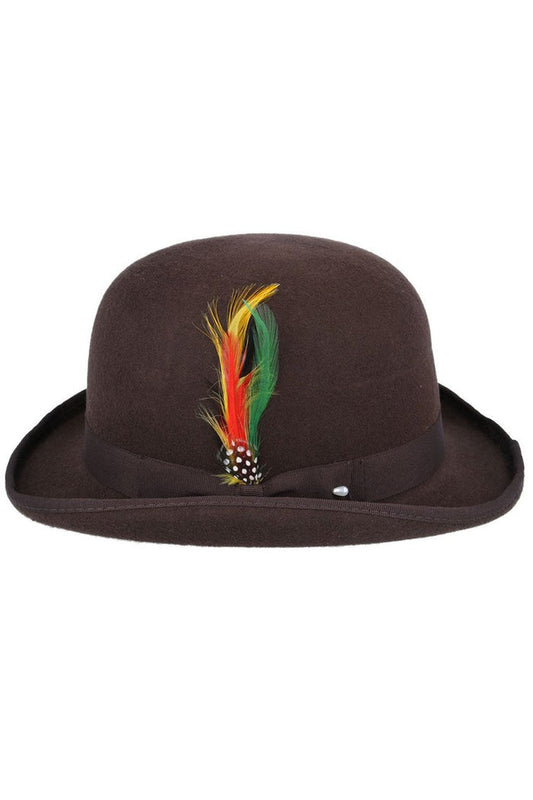 BROWN PURE WOOL BOWLERS HAT