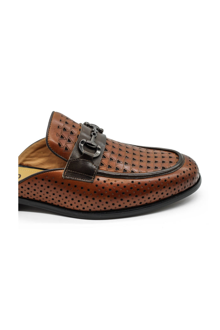 Brown Real Leather Half Shoes with Snaffle Buckle