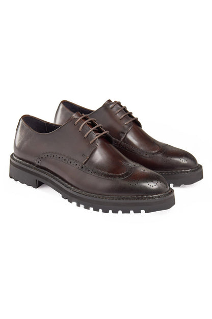 BROWN SEMI BROGUE DERBY SHOES