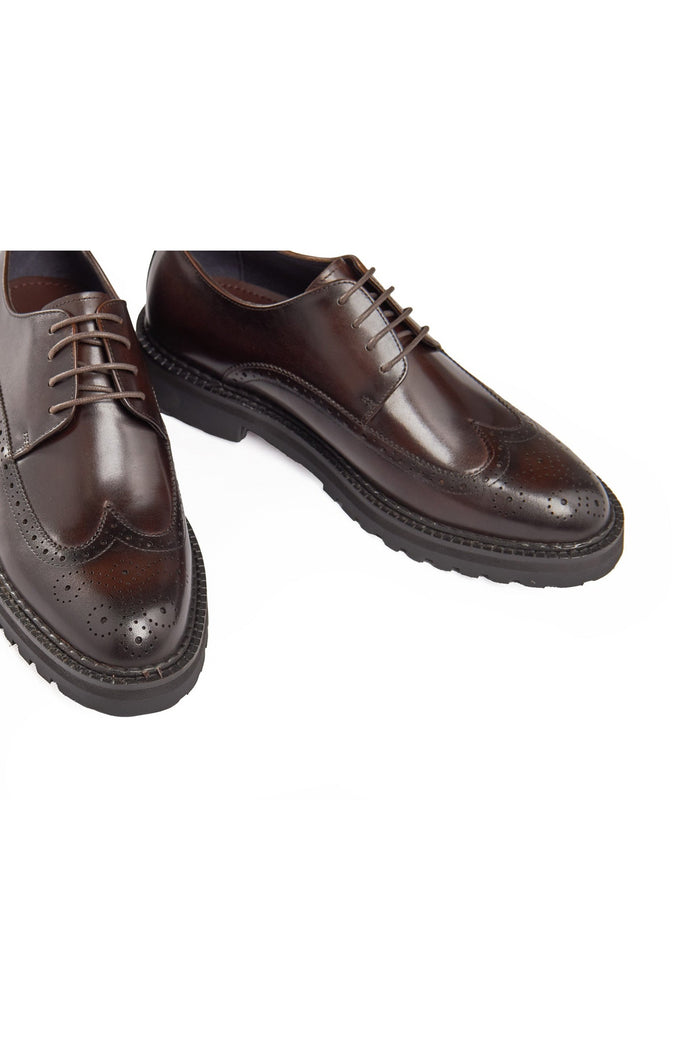 BROWN SEMI BROGUE DERBY SHOES