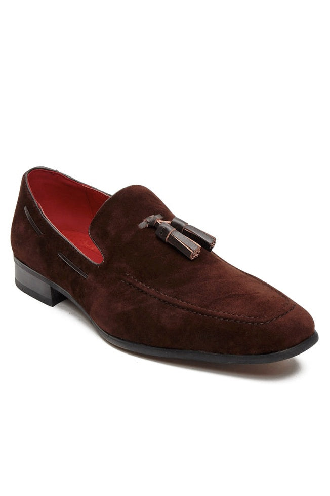 BROWN SUEDE TASSEL LOAFERS