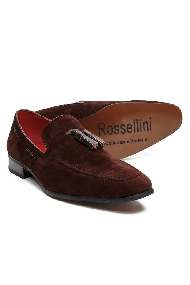 BROWN SUEDE TASSEL LOAFERS