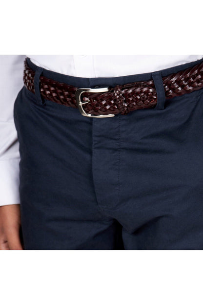 BROWN WOVEN LEATHER BELT