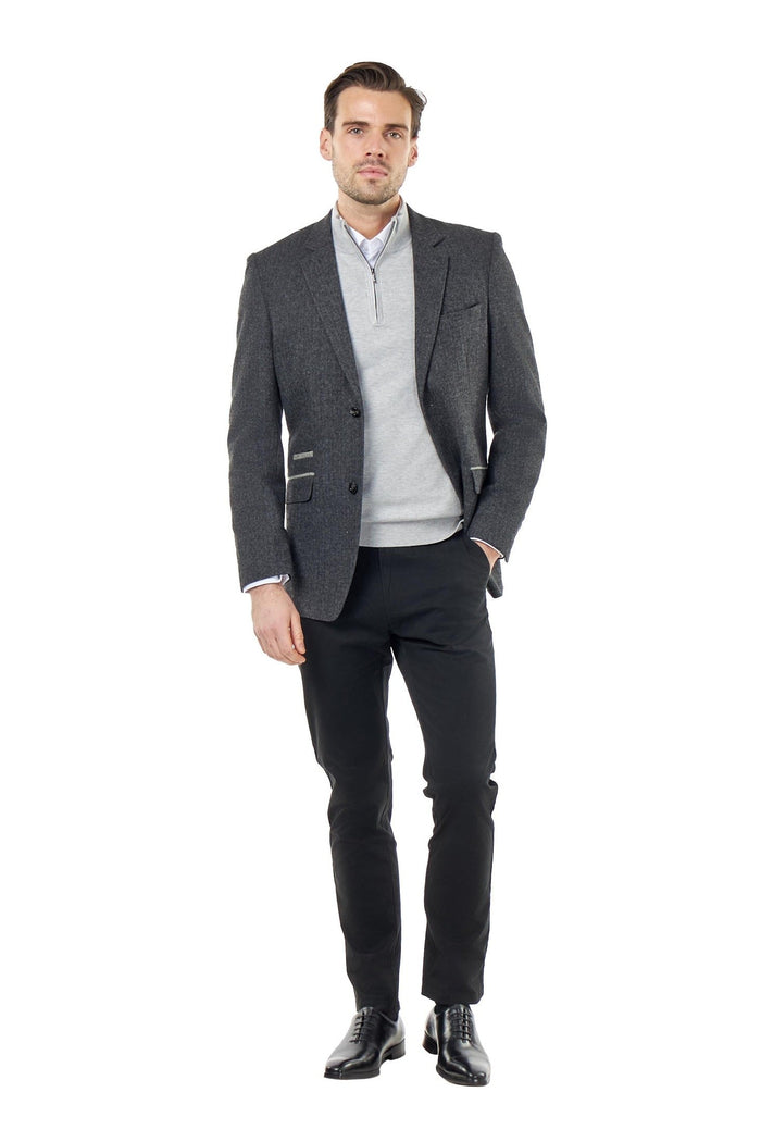 BRUCE – Charcoal Grey Herringbone Wool Jacket