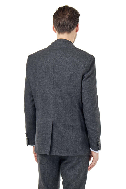 BRUCE – Charcoal Grey Herringbone Wool Jacket
