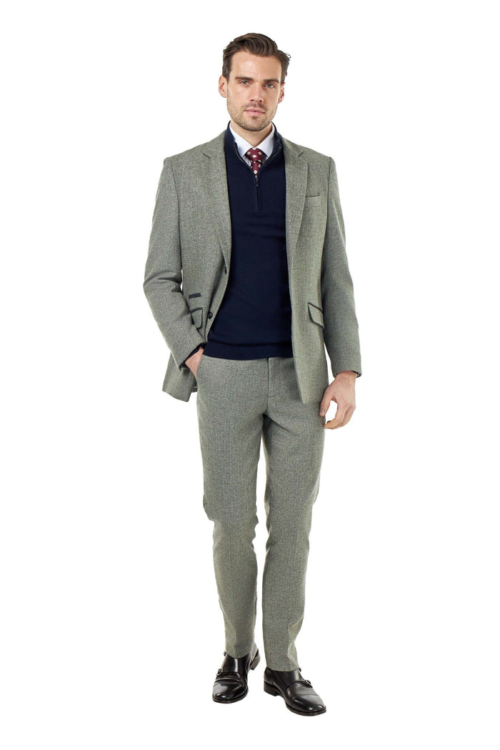 BRUCE – Sage Green Herringbone Wool Jacket