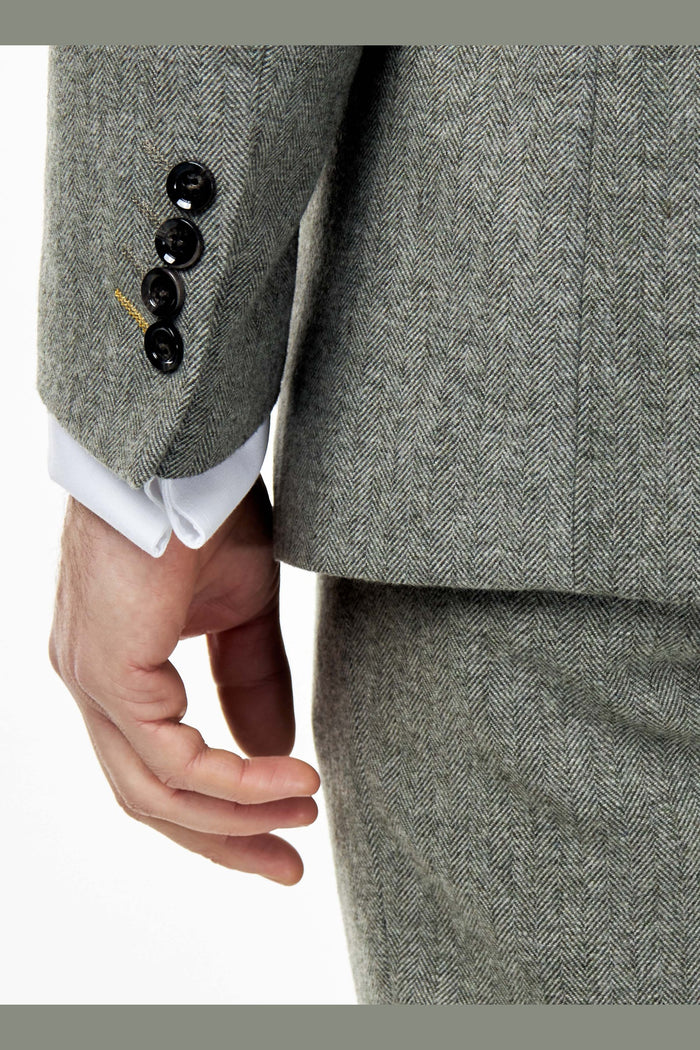 BRUCE – Sage Green Herringbone Wool Jacket
