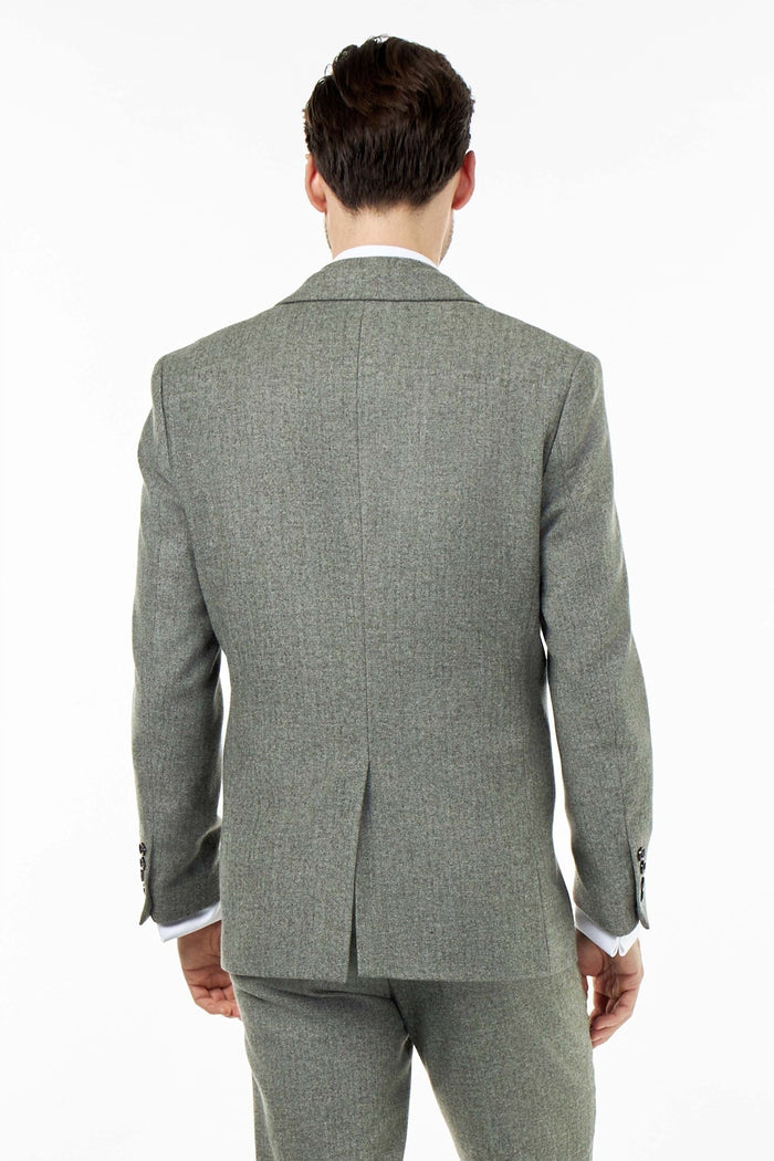 BRUCE – Sage Green Herringbone Wool Jacket