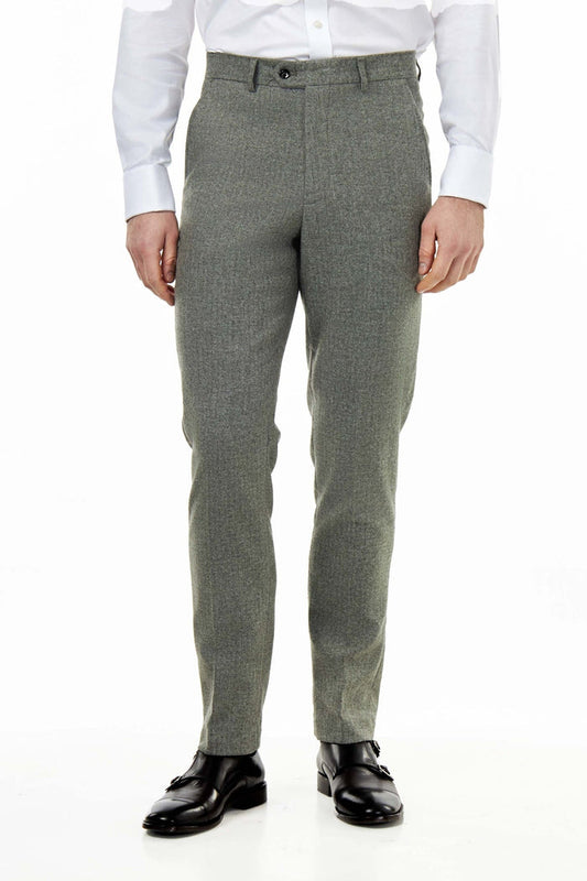 BRUCE – TAILORED SAGE GREEN WOOL RICH SUIT HERRINGBONE
