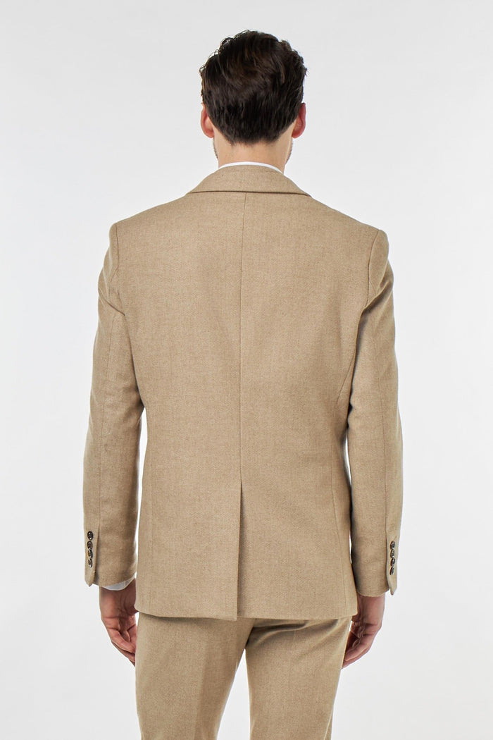 BRUCE – TAILORED WOOL RICH STONE HERRINGBONE SUIT -2 PIECE