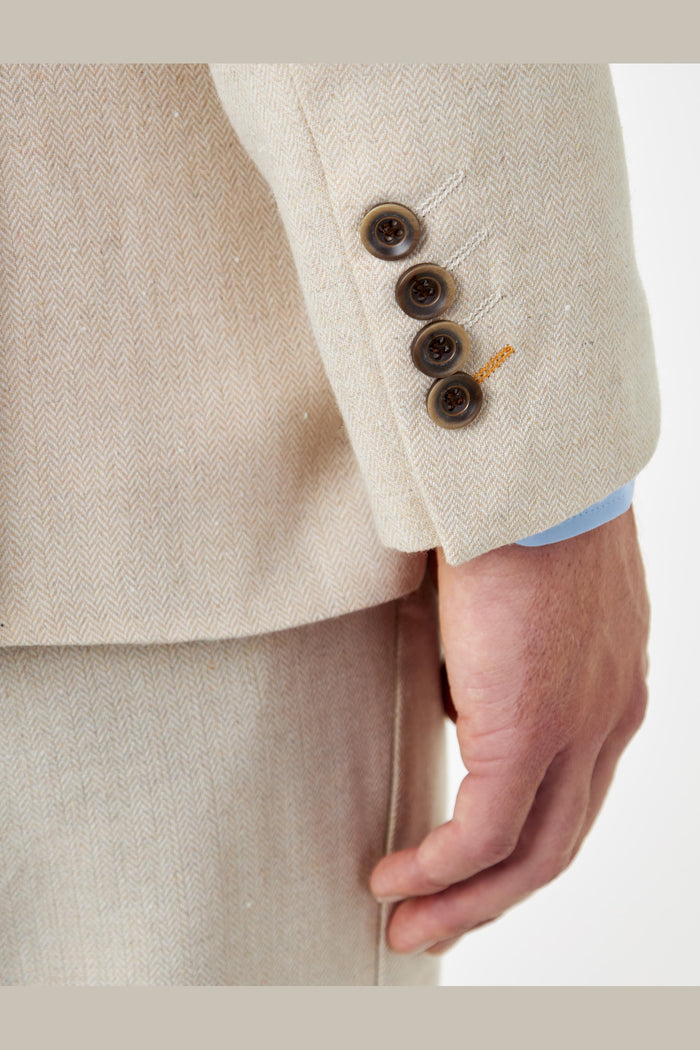 CALIX – Cream Herringbone Double Breasted Tailored Suit