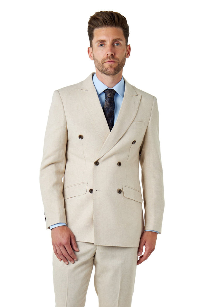 CALIX – Cream Herringbone Double Breasted Tailored Suit
