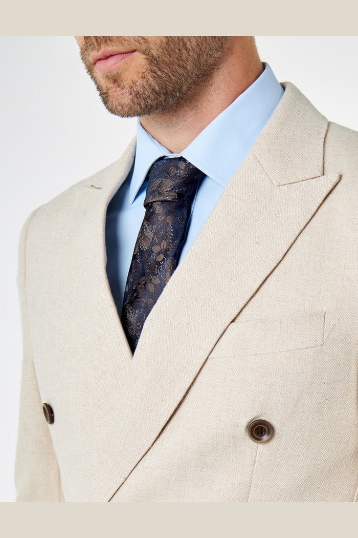 CALIX – Cream Herringbone Double Breasted Tailored Suit