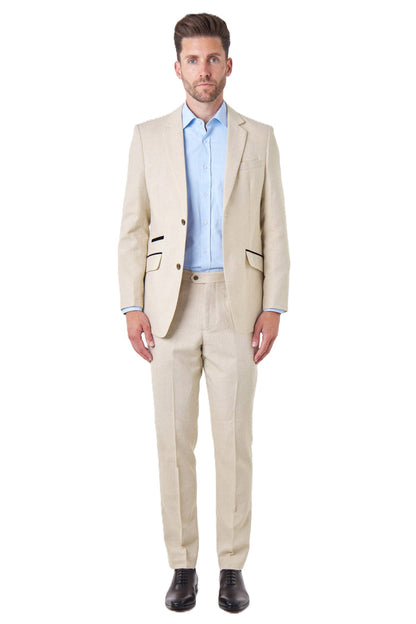 CALIX – Cream Herringbone Tailored 2 Piece Suit