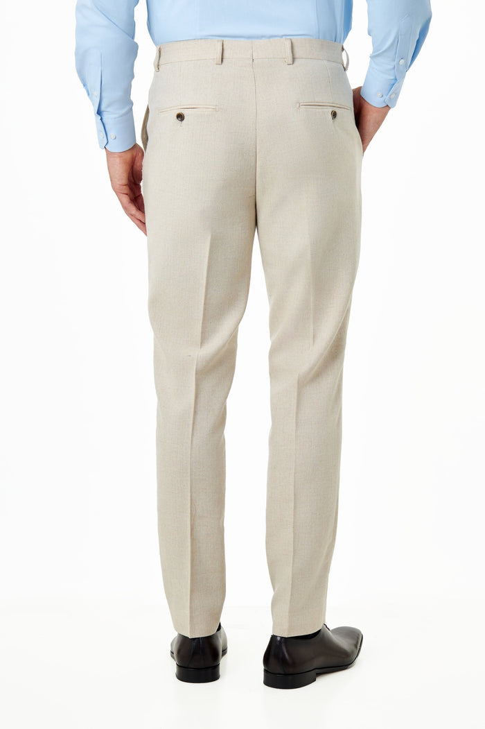 CALIX – Cream Wool Mix Herringbone Tailored Suit Trousers