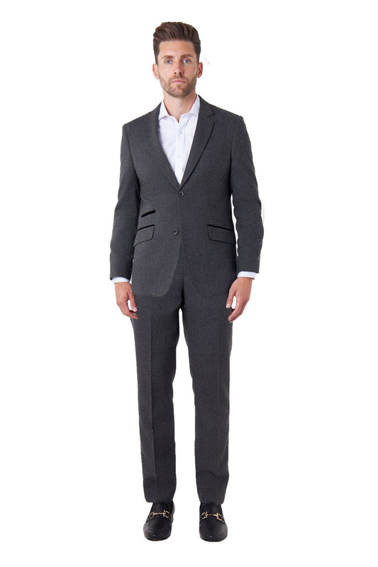 CALIX – Dark Grey Herringbone Tailored 2 Piece Suit