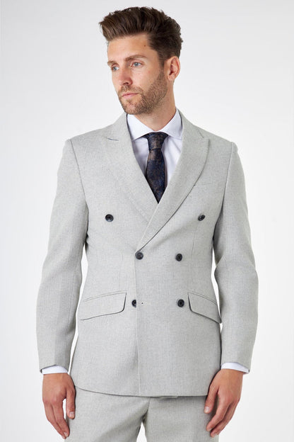 CALIX – Grey Herringbone Double Breasted Tailored Suit