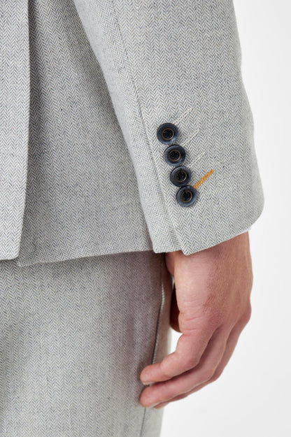 CALIX – Grey Herringbone Tailored Double Breasted Blazer