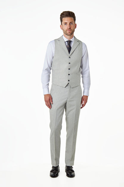CALIX – Grey Wool Mix Herringbone Collared Waistcoat