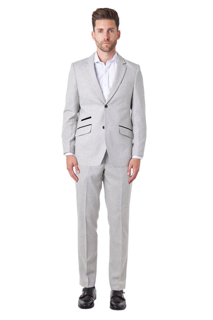 CALIX – Grey Wool Mix Herringbone Tailored 2 Piece Suit