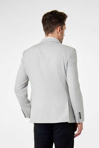 CALIX – Grey Wool Mix Herringbone Tailored Blazer