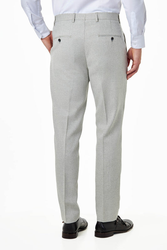 CALIX – Grey Wool Mix Herringbone Tailored Suit Trousers
