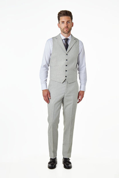 CALIX – Grey Wool Mix Herringbone Collared Waistcoat