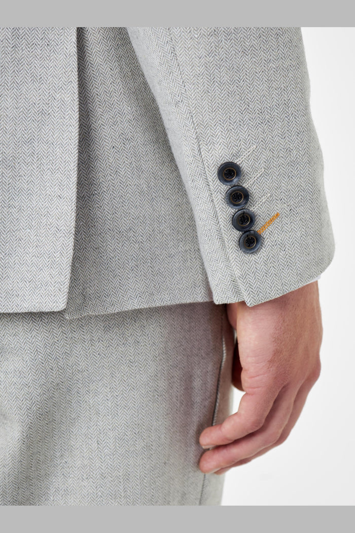 CALIX – Herringbone Tweed Tailored 3 Piece Suit in Grey